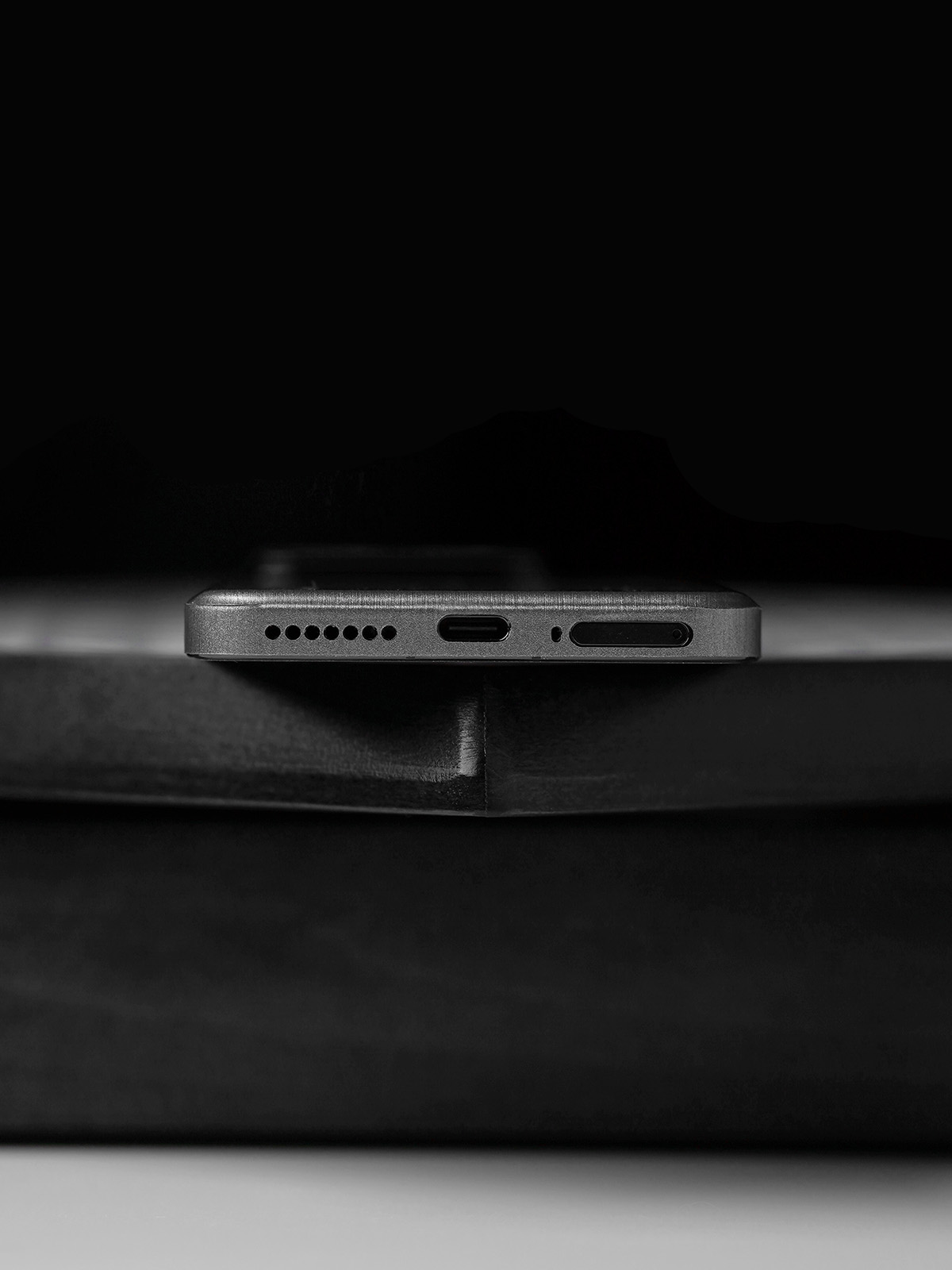 Close-up of Xiaomi 14T titanium skin showcasing texture